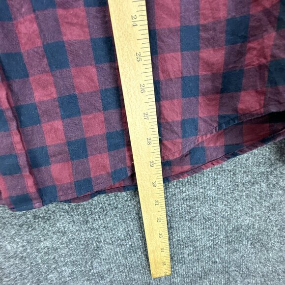 Teddy‎ Stratford Shirt Mens 3 M/L Maroon Blue Zip Button Up Check Cotton Pockets - Picture 9 of 16